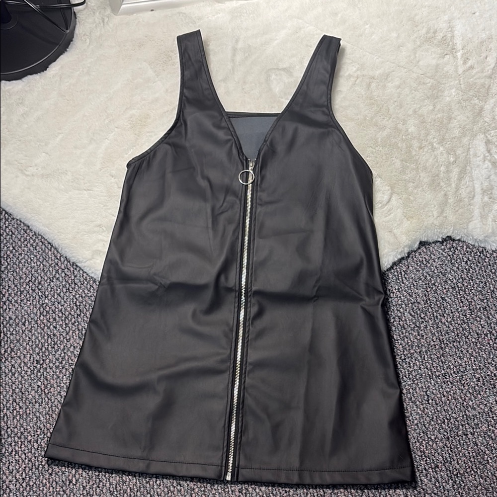 COPY - SHEIN faux leather Black Sleeveless Zip-Up Dress